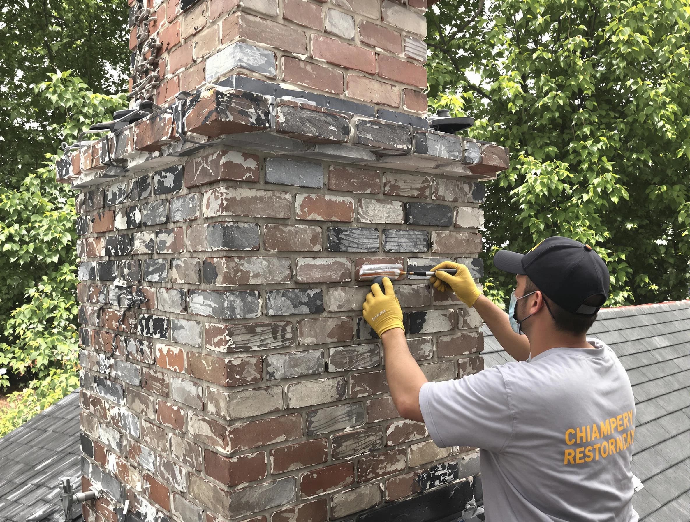 In-progress chimney restoration by Spanish Fork Chimney Sweep in Spanish Fork, UT