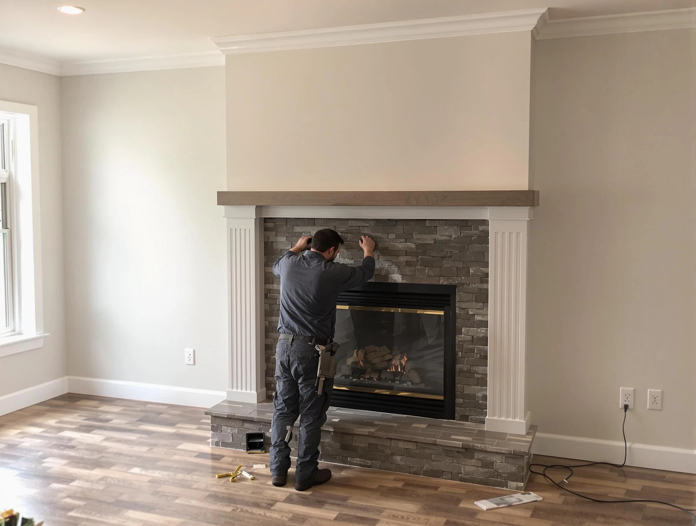 Spanish Fork Chimney Sweep finishing a custom fireplace install in Spanish Fork, UT