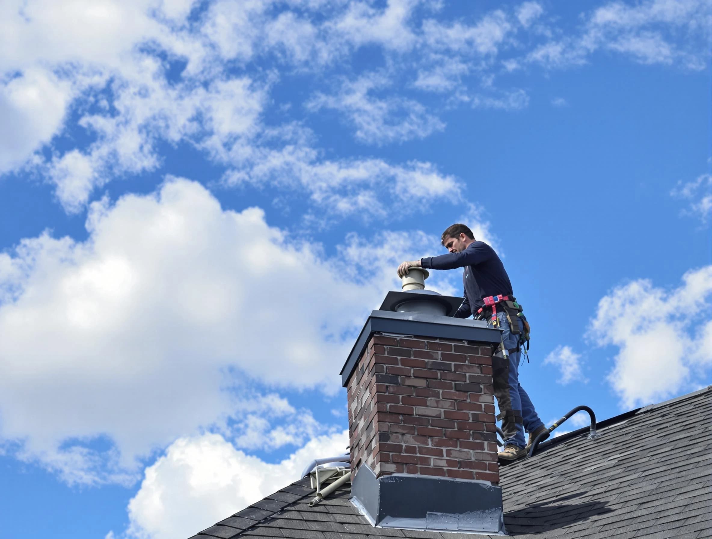 Spanish Fork Chimney Sweep installing a sturdy chimney cap in Spanish Fork, UT