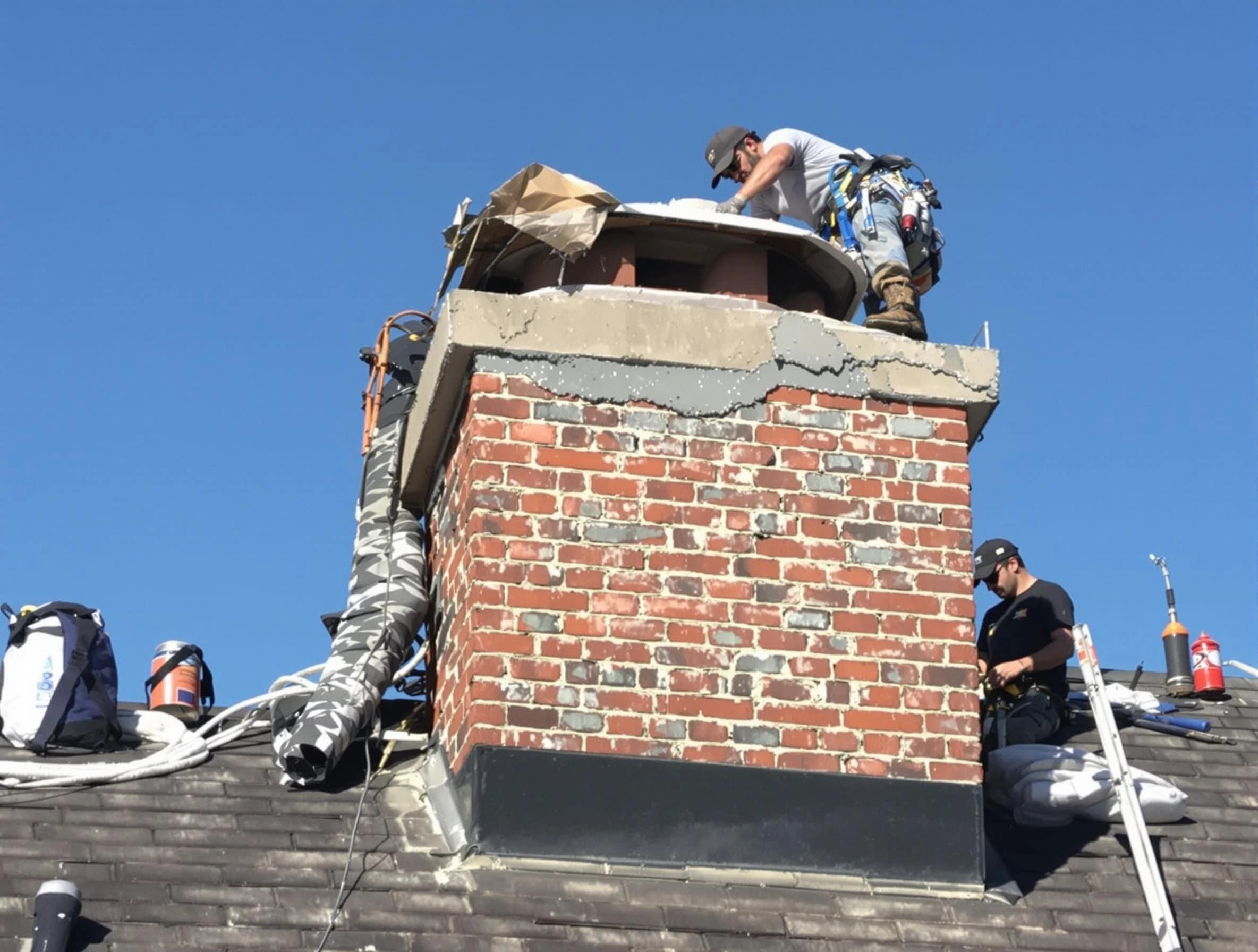 Spanish Fork Chimney Sweep installing a custom chimney crown in Spanish Fork, UT