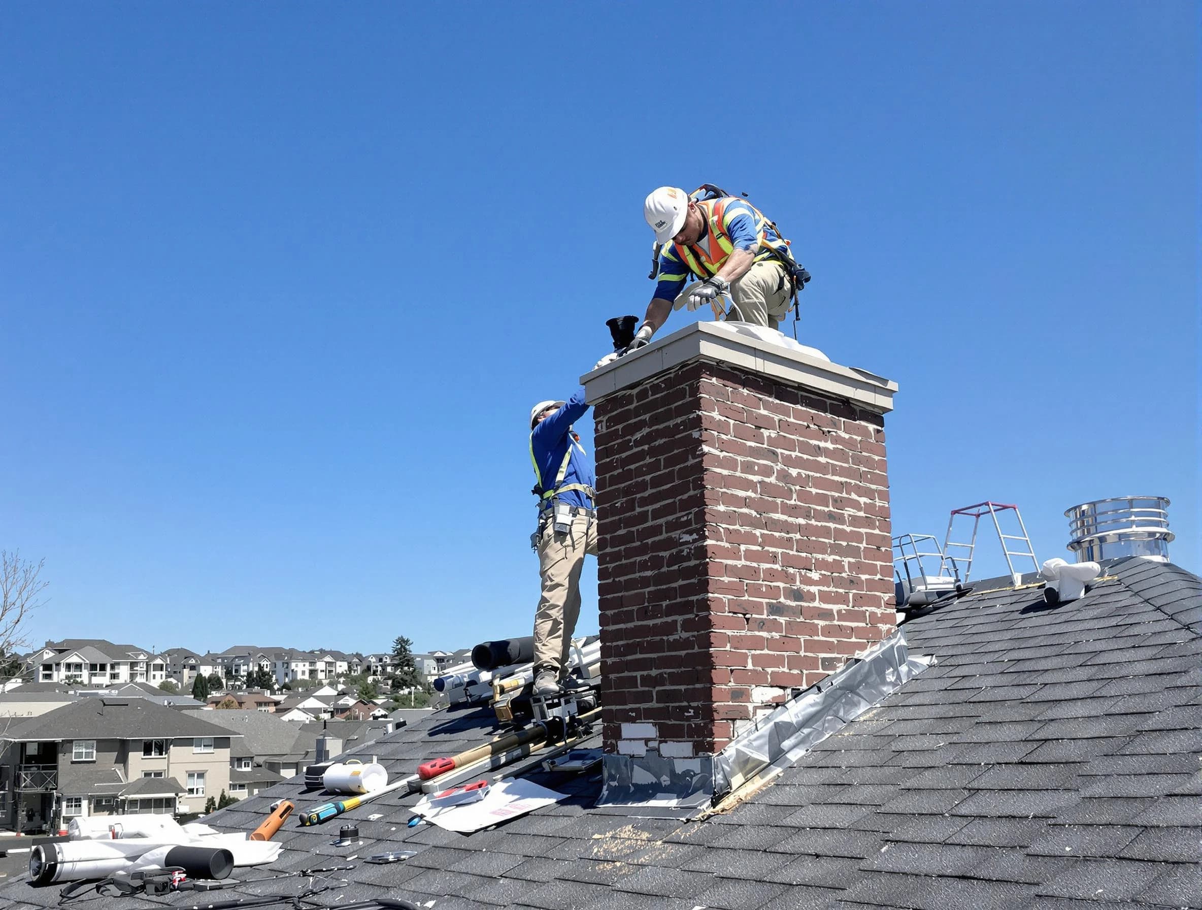 Spanish Fork Chimney Sweep repairing a chimney crown in Spanish Fork, UT