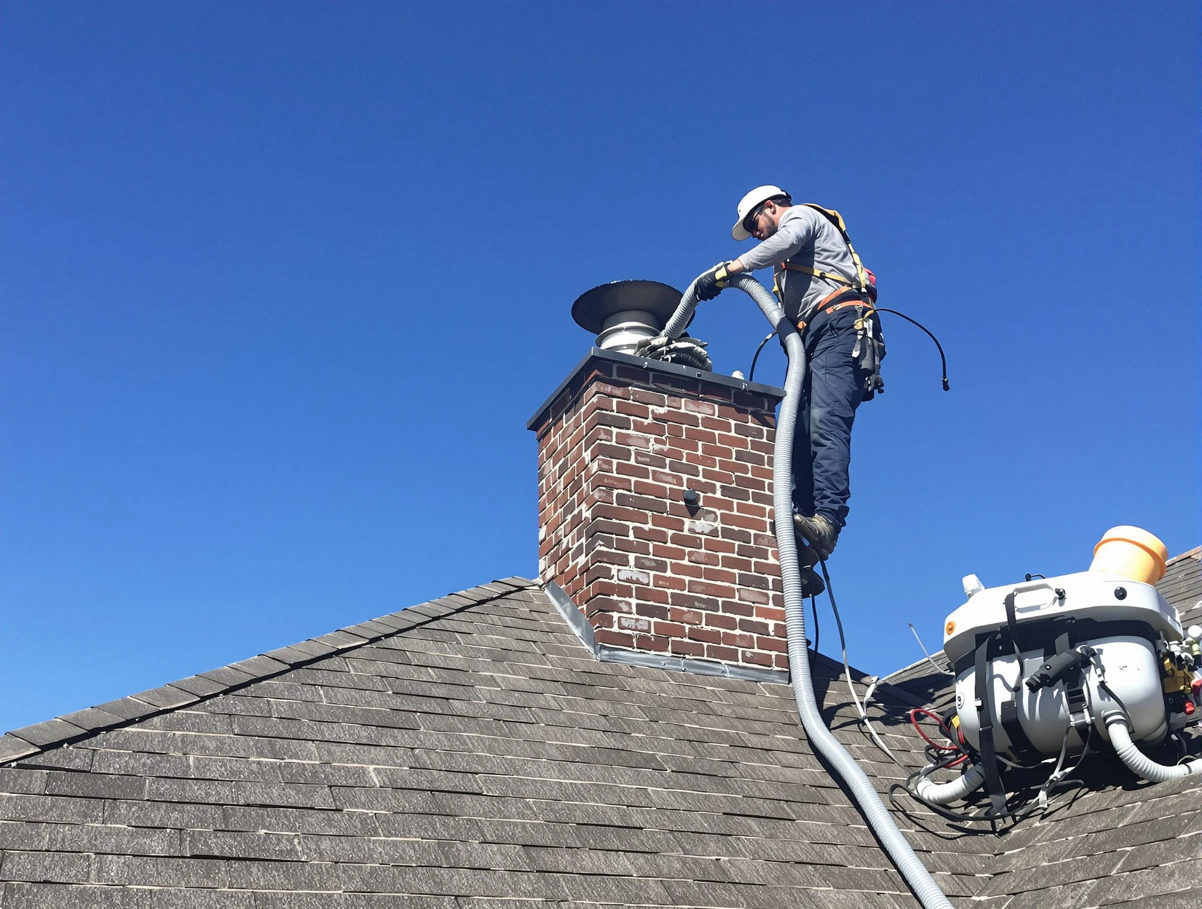 Dedicated Spanish Fork Chimney Sweep team member cleaning a chimney in Spanish Fork, UT